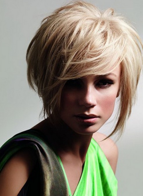 Short Hairstyles 2018 Sleek Blonde Bob Cut With Long Bangs