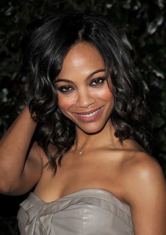 Zoe Saldana Medium Curly Hairstyles