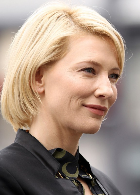 Side View Of Cate Blanchett Short Straight Bob Haircut Styles Weekly