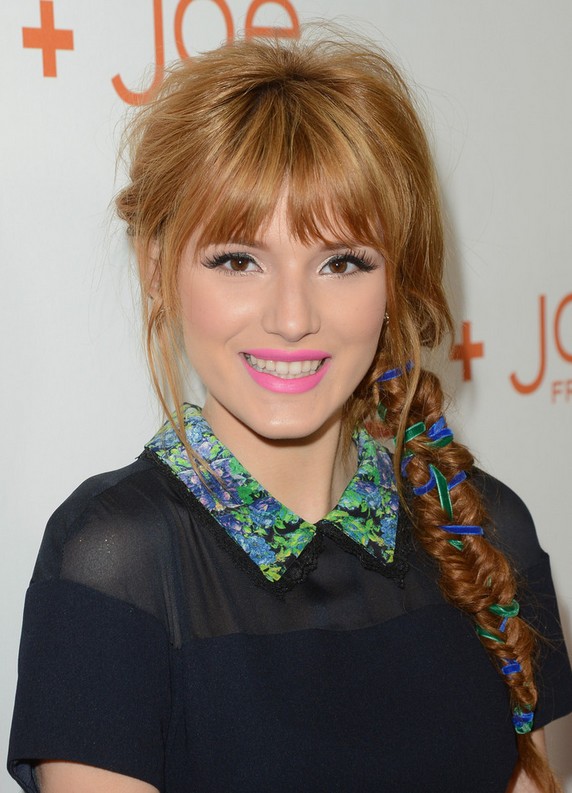 Bella Thorne Stylish Long Braid With Wispy Bangs Styles Weekly