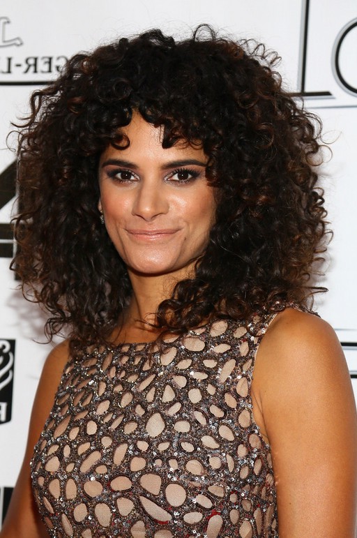Celebrity Ashley Dyke Dark Brown Curly Hairstyle For Thick