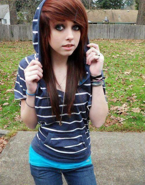 Cute Emo Girl With Long Red Hairstyle Styles Weekly 