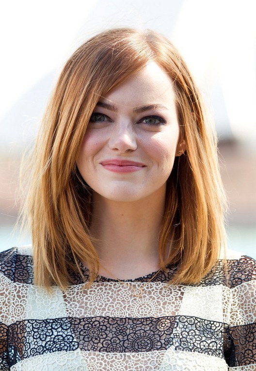 Emma Stone Medium Straight Bob For Oval Faces Styles Weekly