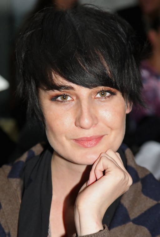 Erin O Connor Short Straight Black Hairstyle With Side Swept Bangs