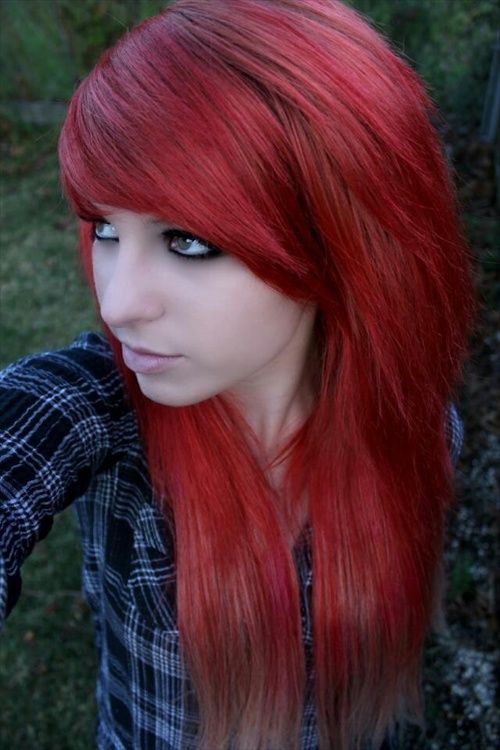 Long Red Emo Hairstyle For Girls Styles Weekly