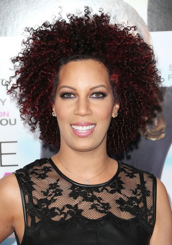 Lyn Talbert Red Highlighted Afro Curly Hairstyle For Black Women