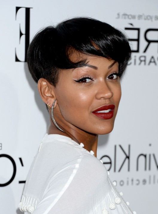 Meagan Good Modern Short Straight Haircut With Bangs For Black Hair Styles Weekly