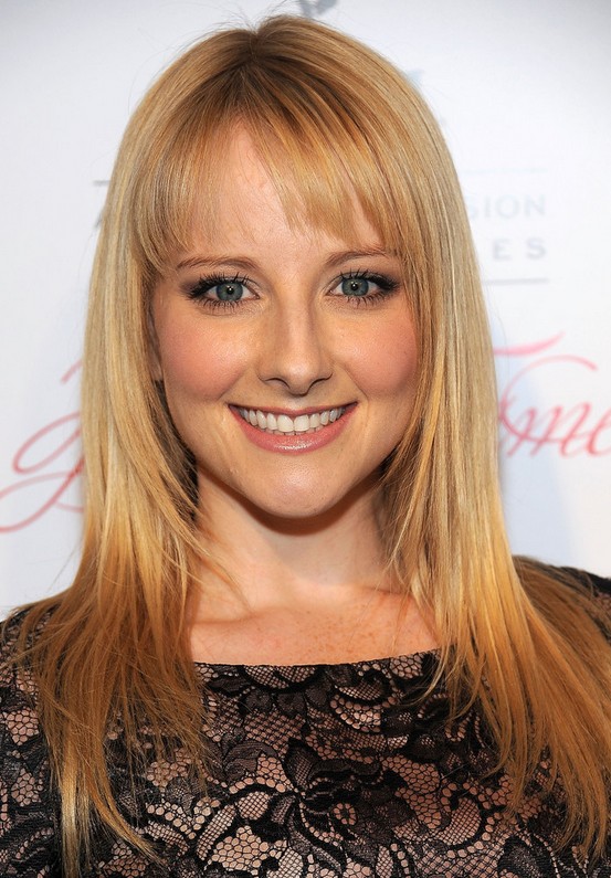 Melissa Rauch Cute Long Straight Hairstyle With Wispy Brow Length