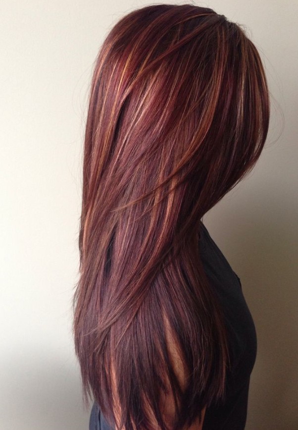 ... ombre hair /tumblr Dark red rich hair color with caramel highlights