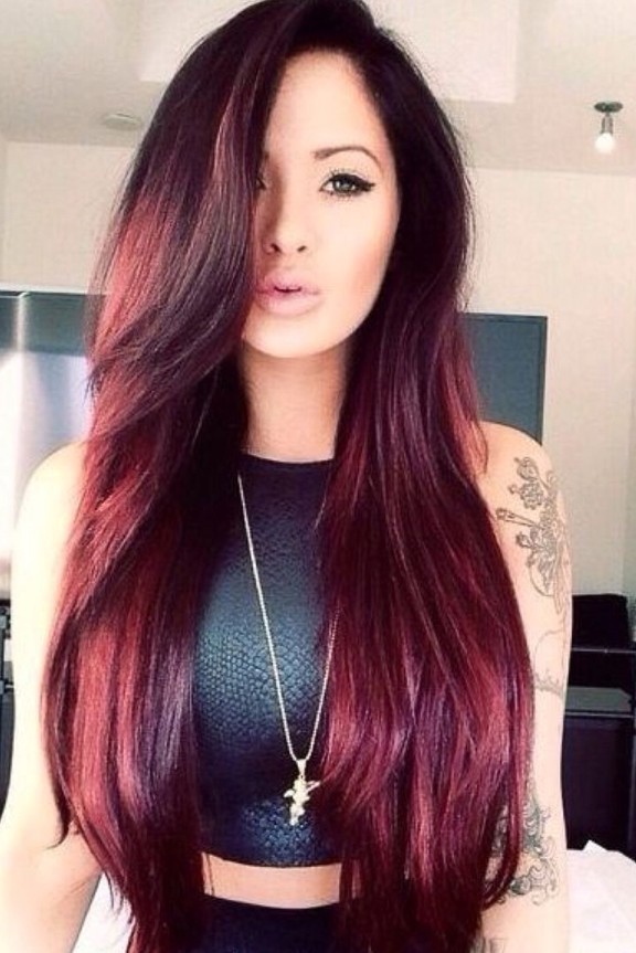 Punk Maquetas Crimson And Black Hairstyles For Lengthy Hair