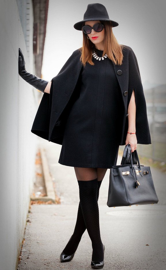 black dress outfit winter