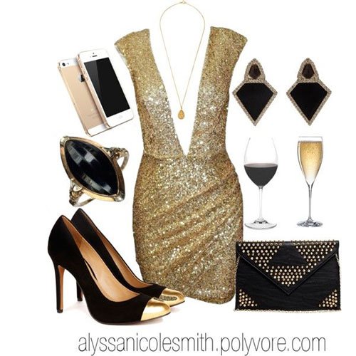 outfit gold and black