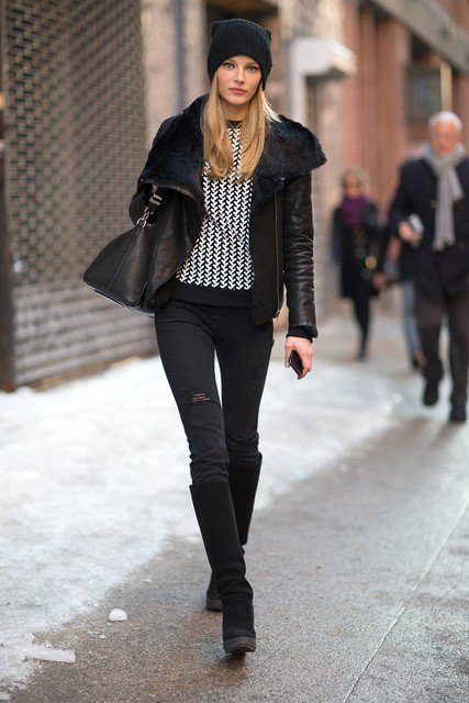 Winter 2015 Fashionable Outfit Ideas with Shearling Jackets