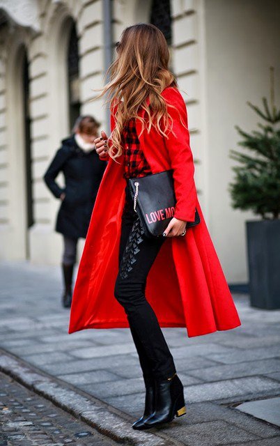 red winter outfit