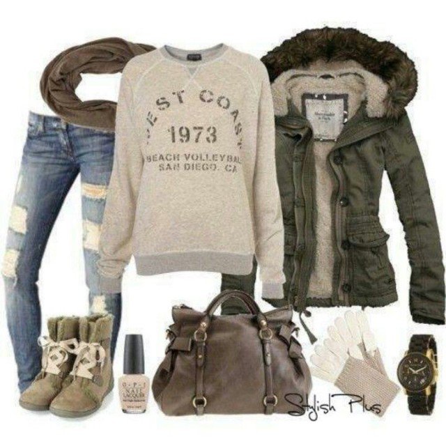 ripped jeans outfit winter