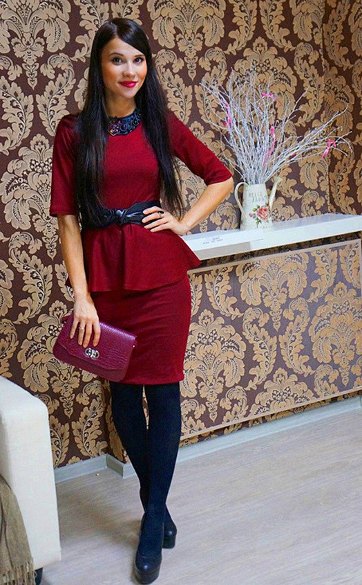maroon dress winter outfit