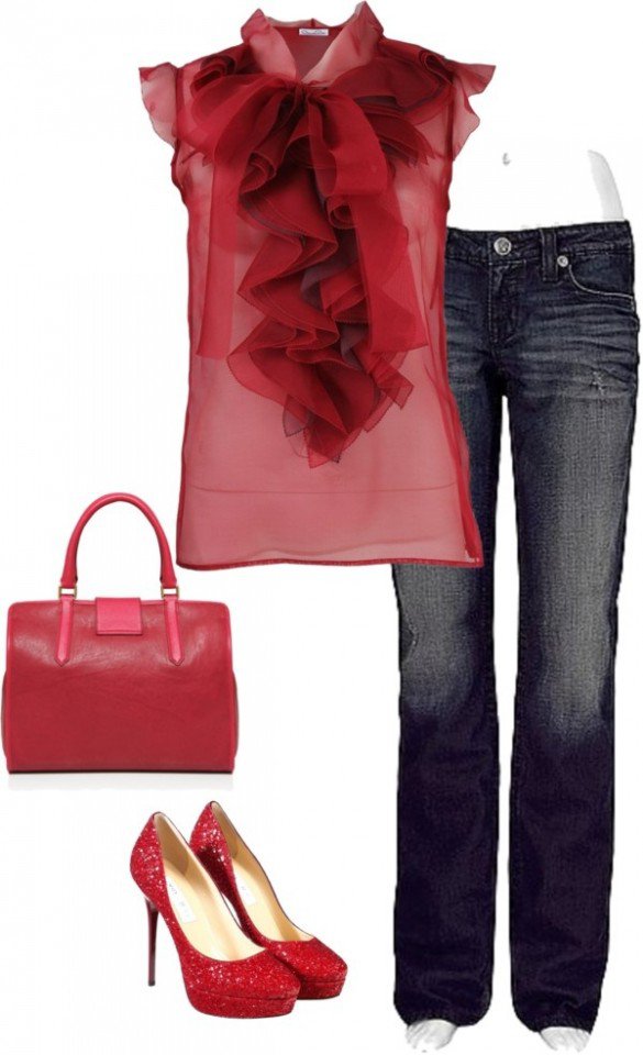 outfit red blouse