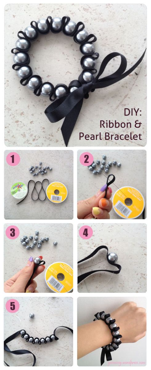 DIY - Ribbon Pearl Bracelet Tutorial
