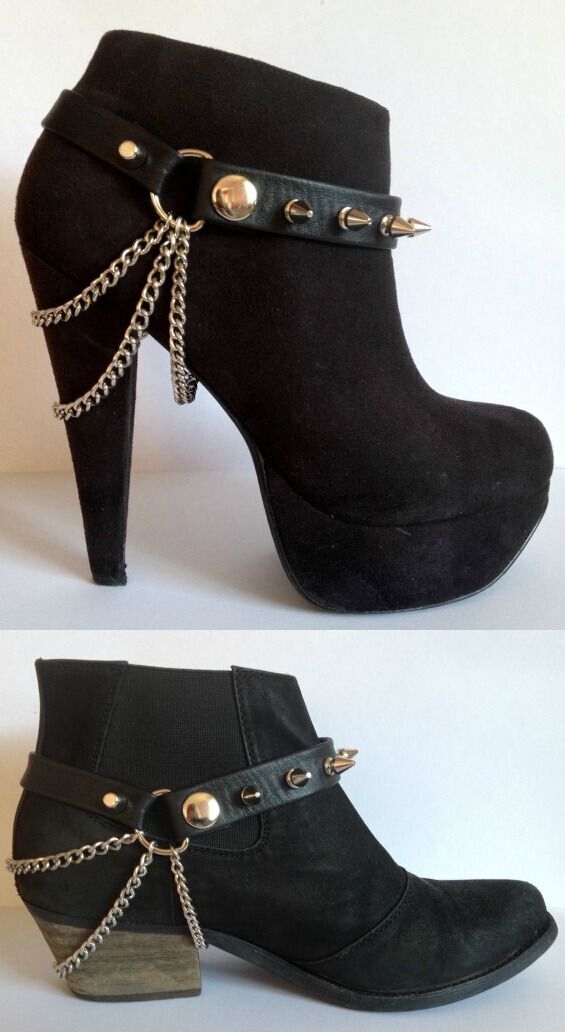 Some cute ideas for adding chains and adding straps to stilettos!