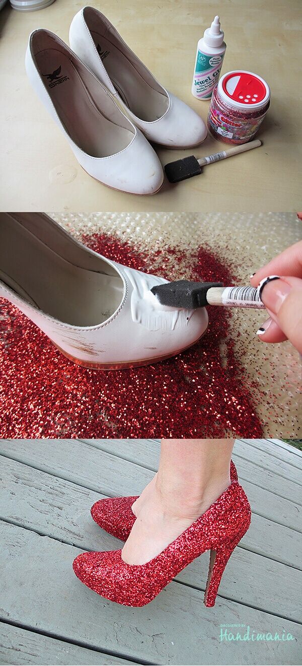 red shoes glitter