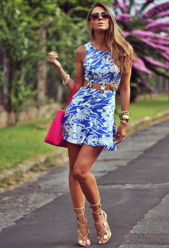 blue floral dress outfit