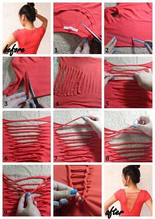 how to cut the back of a tee shirt