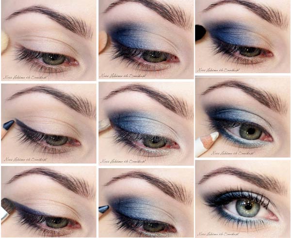 via natural eyes Tutorial eyeshadow Smoky blue Makeup Classy Eye  www.thestyletribune.com Deep Blue