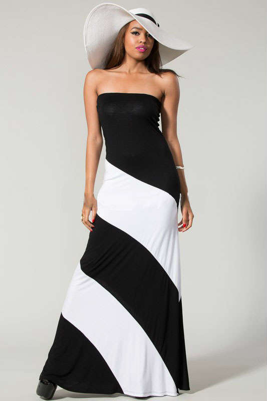 maxi black and white dress