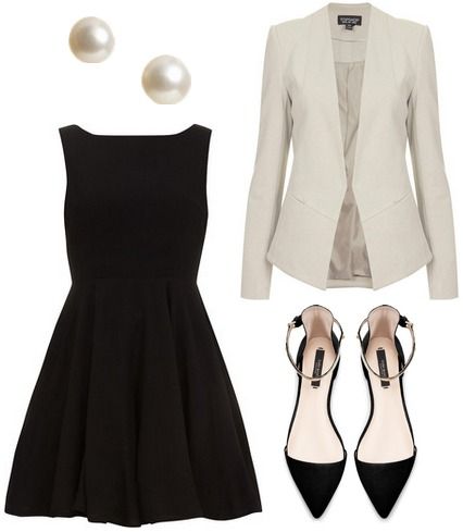 black dress white jacket