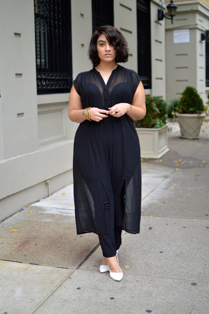 black tunic outfit