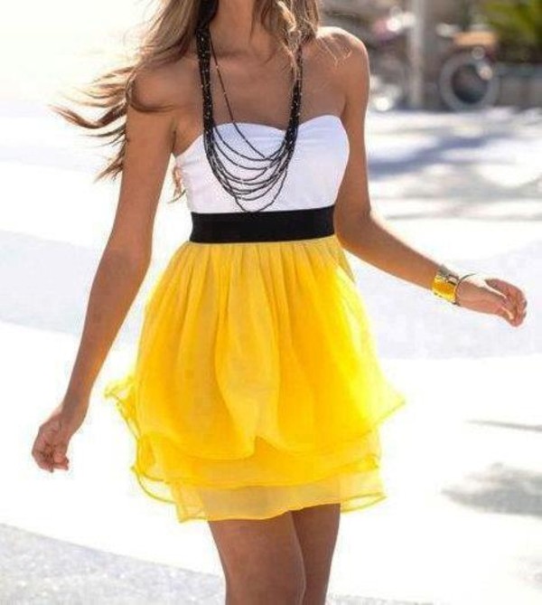 black white yellow outfit