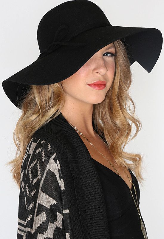 black flowy hat