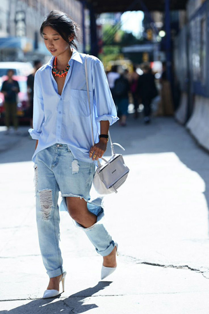 shirt and ripped jeans outfit