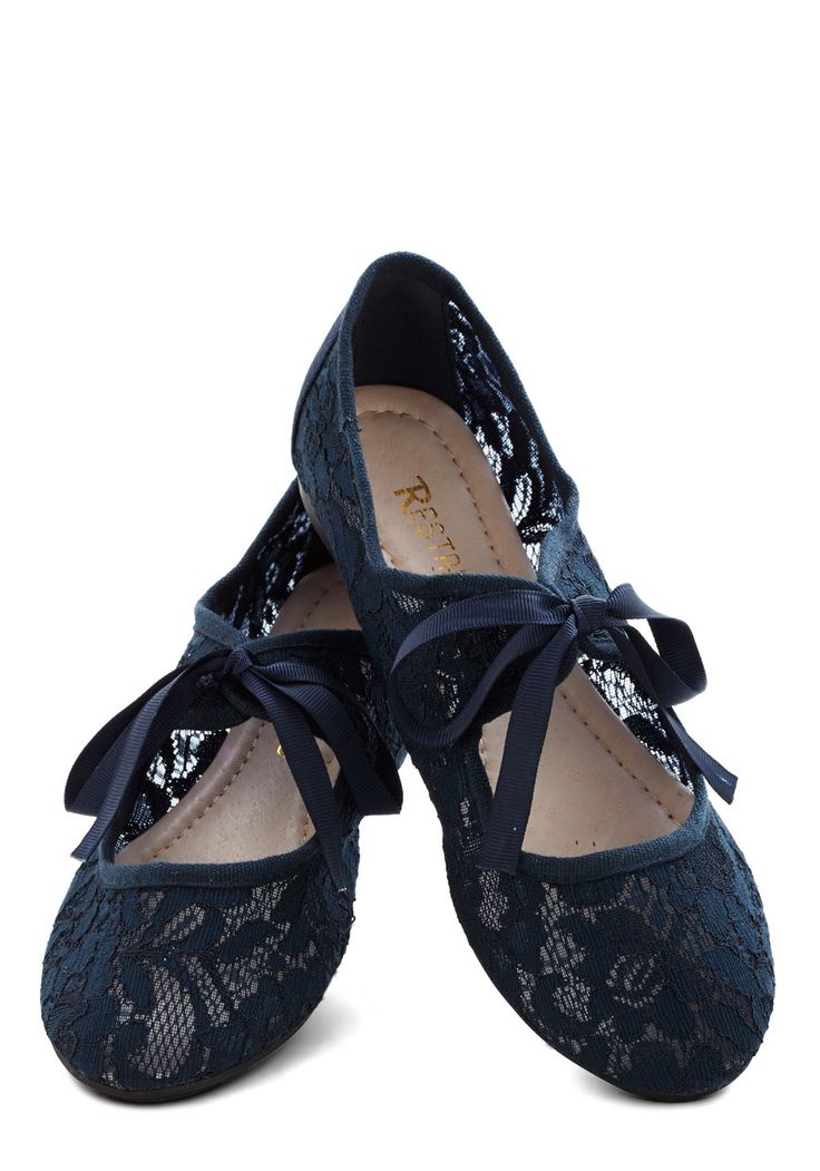 navy lace flat shoes