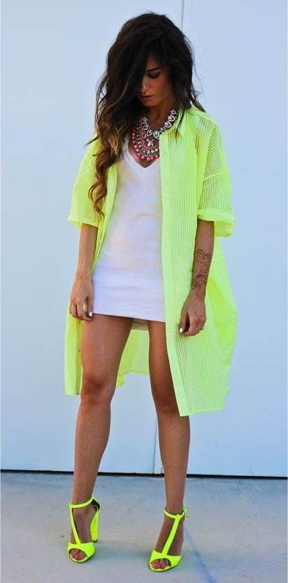 white and neon outfit