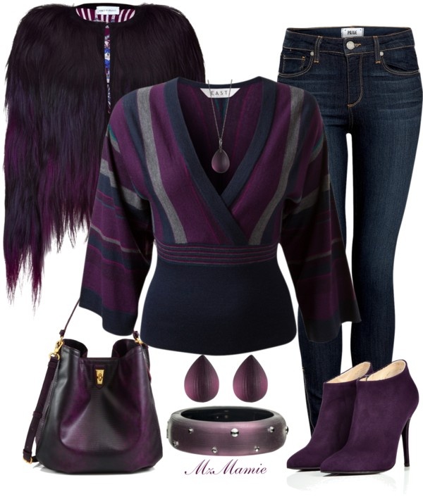 purple winter outfit