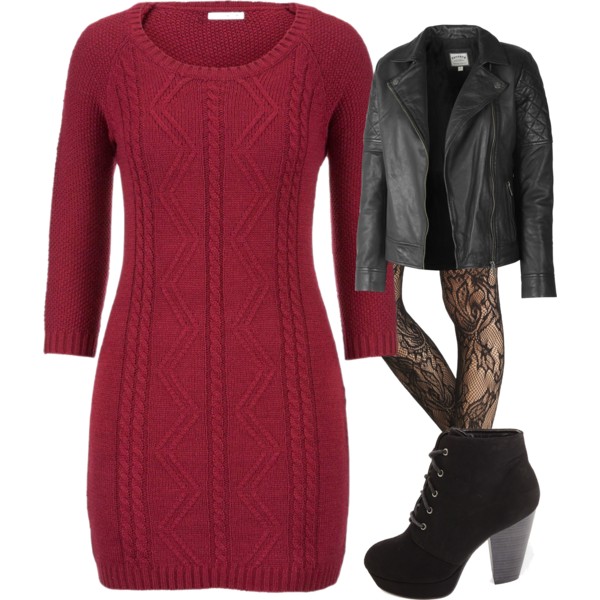 winter red dress outfit
