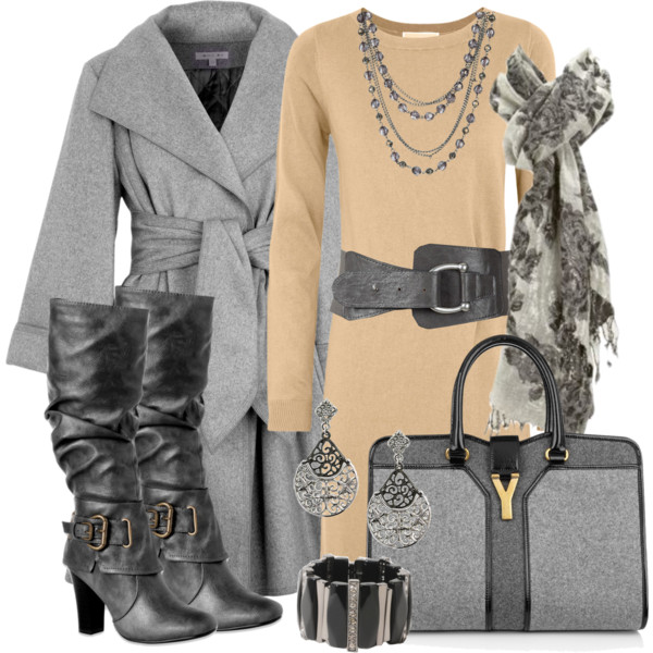 grey dress outfit winter