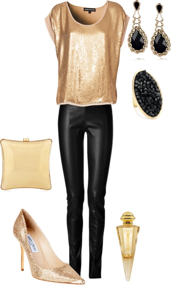 black and gold outfits for winter party