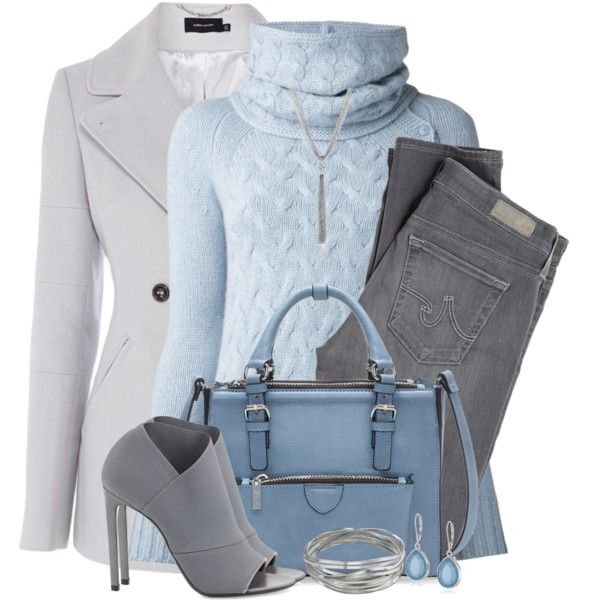 grey and light blue outfit