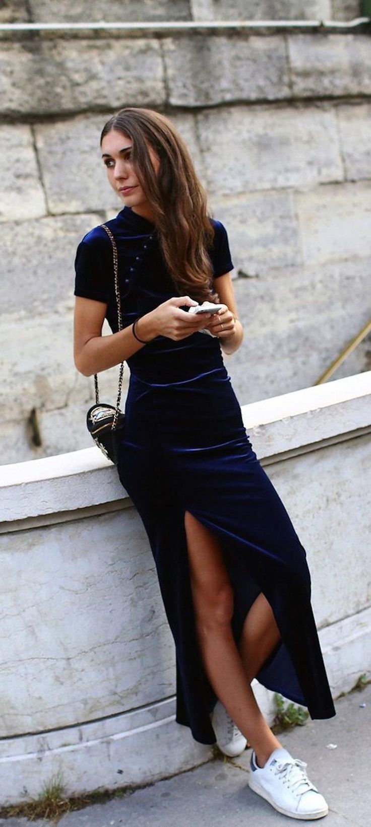blue velvet dress outfit