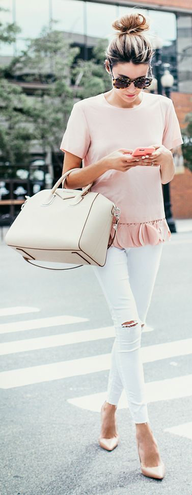 baby pink top outfit