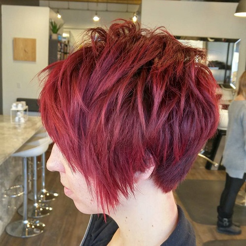 Edgy Short Layered Red Hairstyle For Thick Hair Styles Weekly