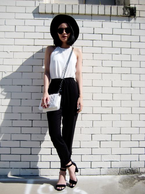 black white casual attire