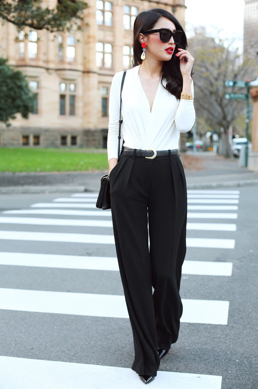 black white casual attire
