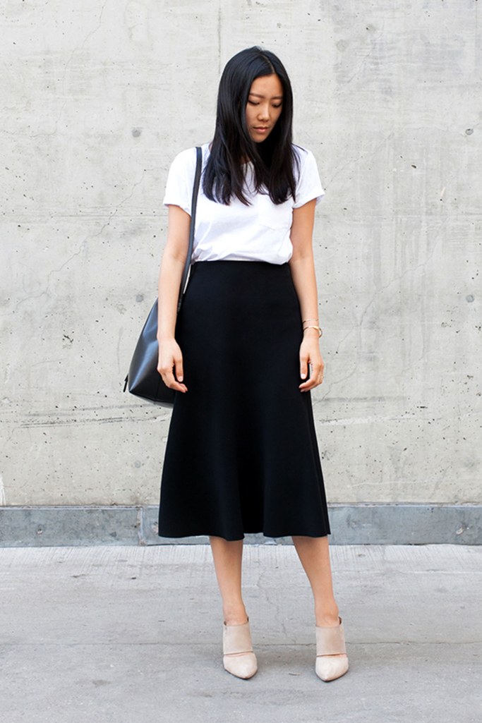 black dress with white top underneath