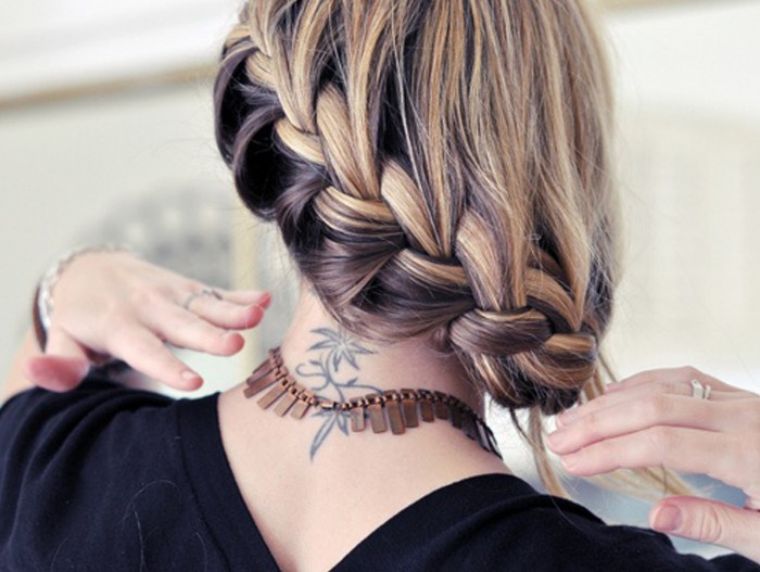 Back View of Quirky Two-Tone Diagonal Braid