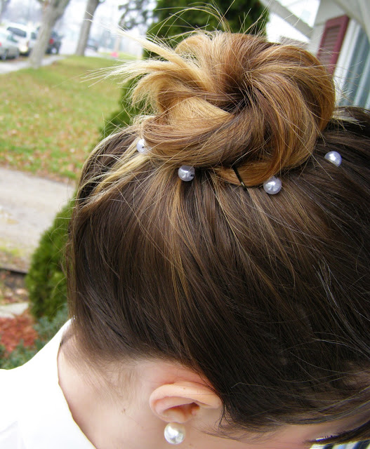 Dip-Highlighted Top-Knot with Pearls