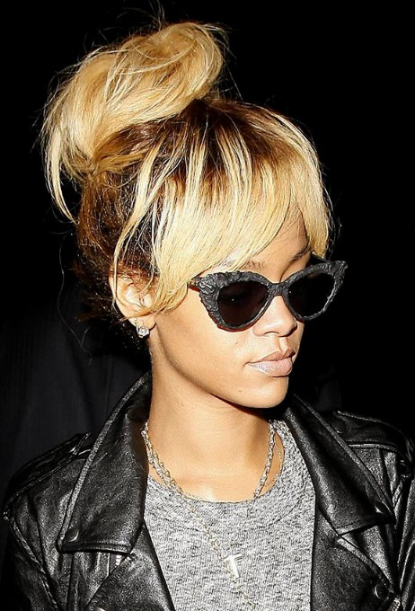 Rihanna High Bun Updo