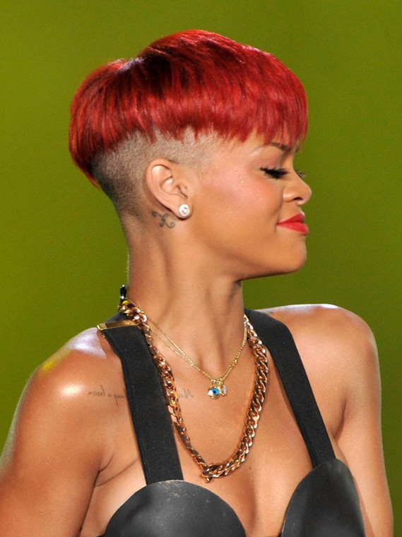 Rihanna Short Edgy Red Boy Cut